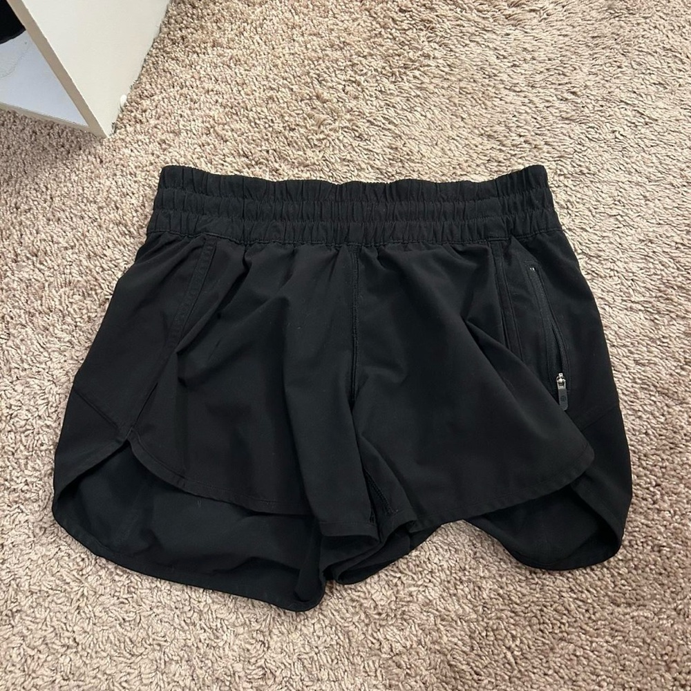 Lululemon Athletica Black Athletic Shorts Lightweight Overlapping Design